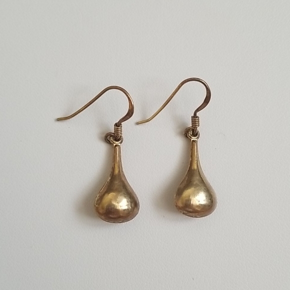 Gold Tone Teardrop Earrings - Picture 2 of 6